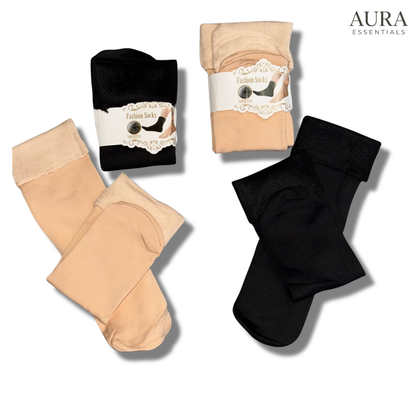 Pack x2 Medias Térmicas Frizadas Aura Essentials - Black & Beige