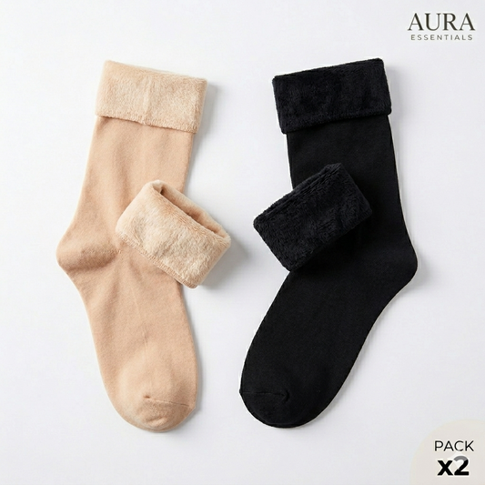 Pack x2 Medias Térmicas Frizadas Aura Essentials - Black & Beige