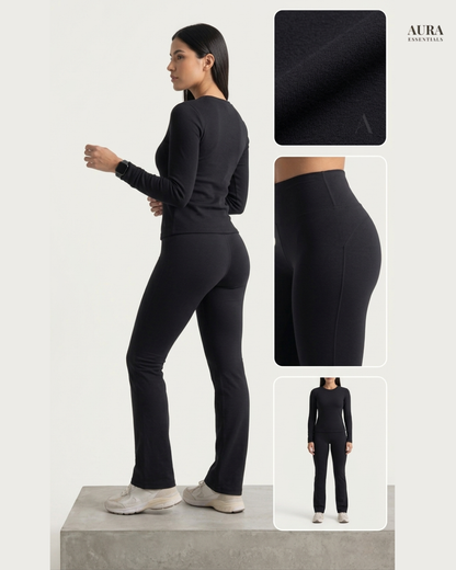 Pantalón Flare Aura - Soft Touch & Control Abdominal.