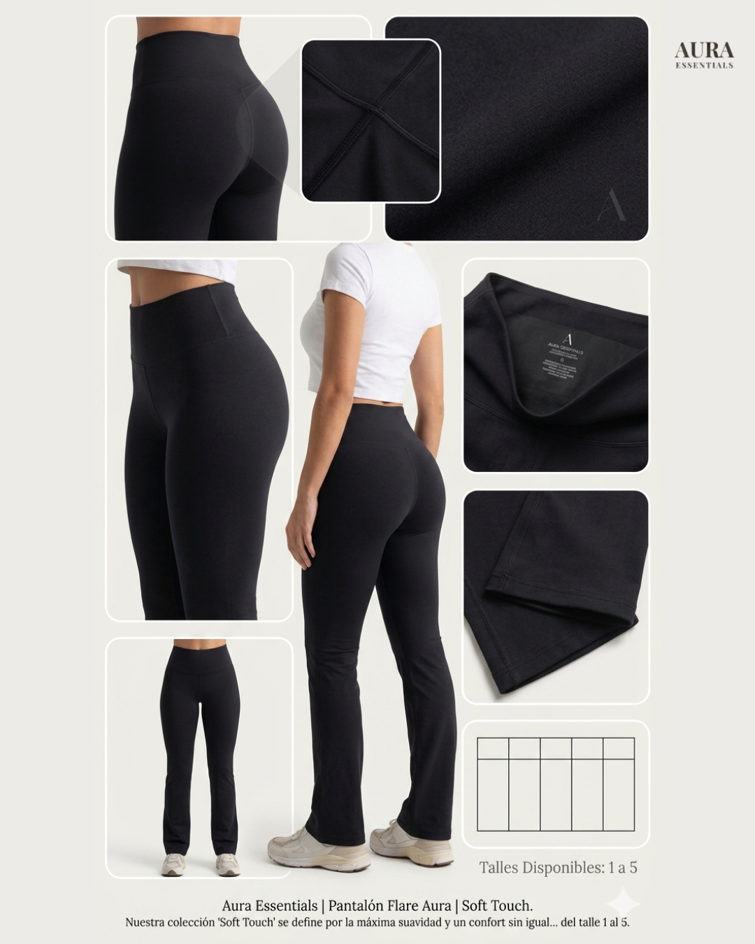 Pantalón Flare Aura - Soft Touch & Control Abdominal.
